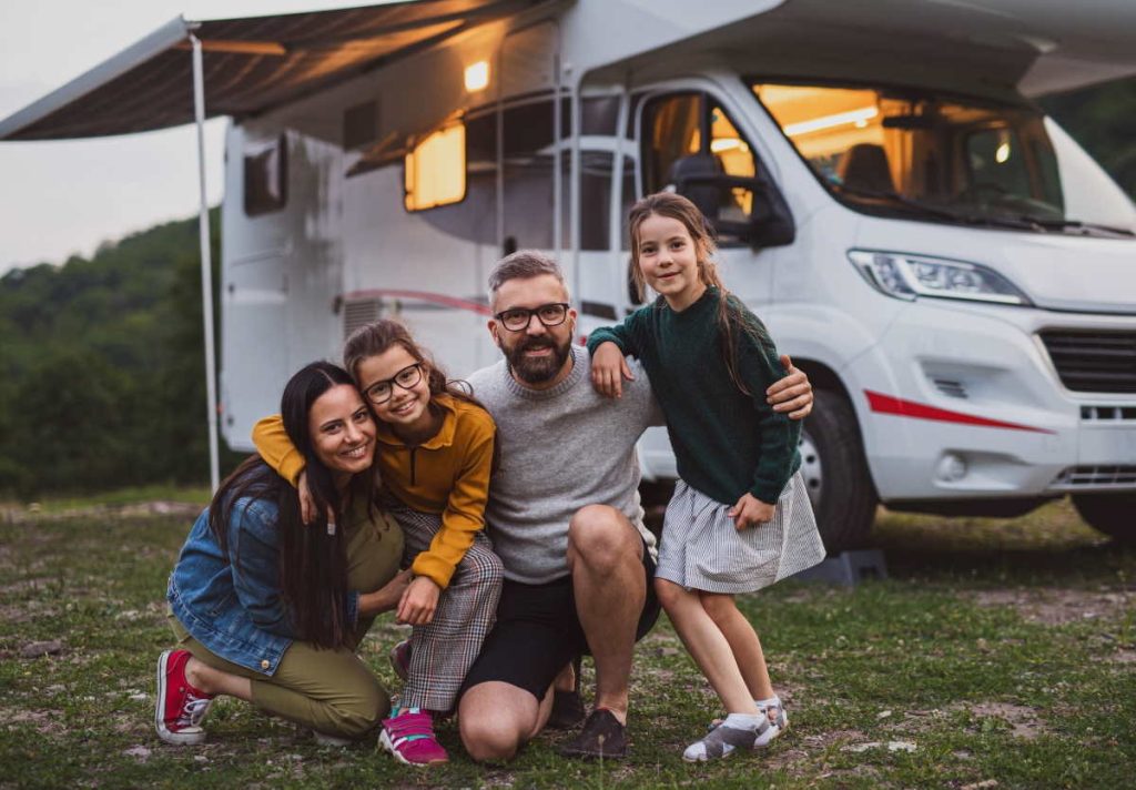 family on a caravan holiday